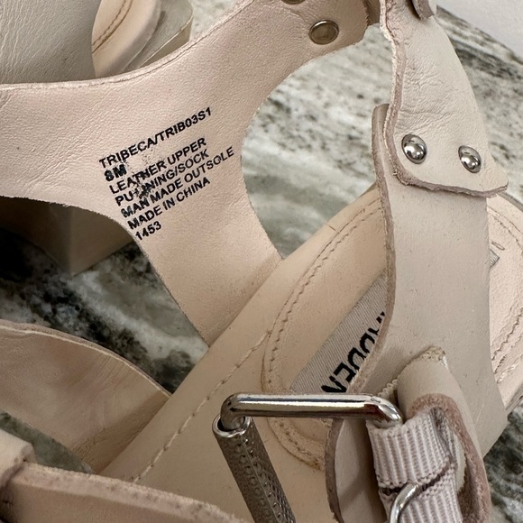 Tribeca Strappy Heel Sandal, Chunky Block Heel, Cream Color - Y2K - Picture 5 of 8